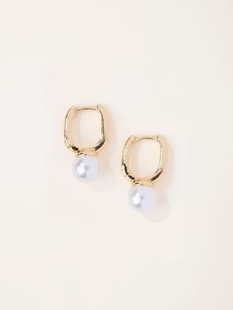 Fat Face FatFace Gold Tone Pearl Hoop Earrings