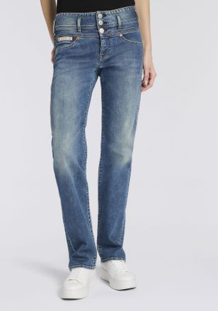 Herrlicher High-waist-Jeans HERRLICHER Raya New Straight Denim, Damen, Gr. 28, L&auml;nge 30, casper, Denim/Jeans, Obermaterial: 98% Baumwolle, 2% Elasthan, gerade la