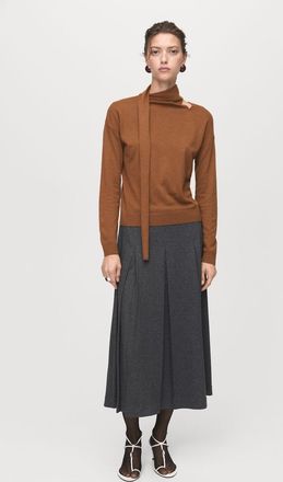 Mango Pullover maglia sottile foulard marrone medio - Donna - XS - MANGO