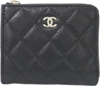 Chanel Black Grained Calfskin Wallet (Bi-Fold) (Pre-Owned)