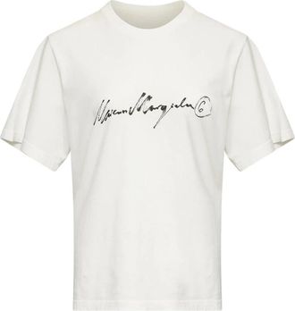 Maison Margiela Camiseta Estampada a Mano Te&ntilde;ida - Tops - Mujer - Blanco - XS