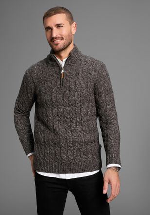 DELMAO Troyer DELMAO Bis Gr&ouml;sse 3XL, Herren, Gr. 3XL (64/66), grau (anthrazit, melange), Strick, Obermaterial: 80% Polyacryl, 20% Baumwolle, Zopfmuster, meli