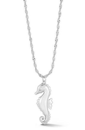 Glaze Jewelry Cubic Zirconia Seahorse Pendant Necklace in Silver at Nordstrom Rack