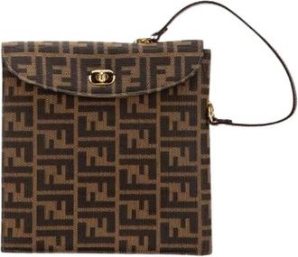 Fendi Pre-owned Clutches, female, Brown, Size: ONE SIZE Pre-owned Vintage Canvas Clutch