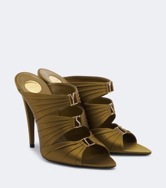 Saint Laurent Emilie embellished crepe satin mules