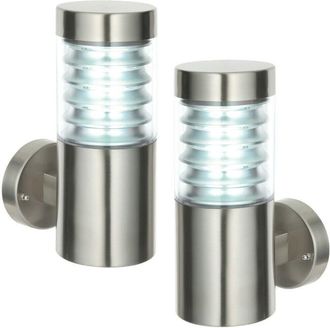 Loops 2 PACK IP44 Outdoor Wall Light Steel Spiralled Clear Shade Porch Outdoor Lamp