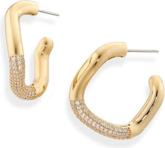 Nadri Alma Pavé Organic Hoop Earrings in Gold at Nordstrom