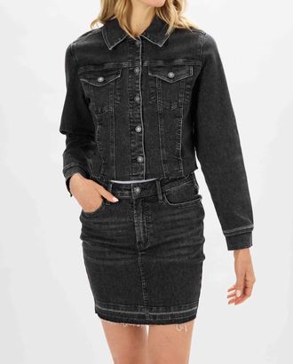Judy Blue Denim Cropped Jacket In Black