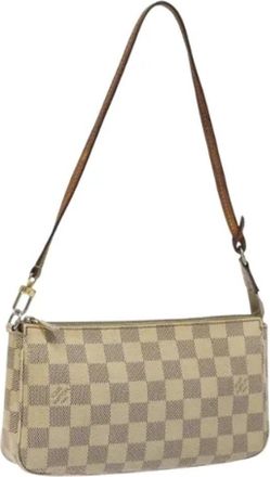 Louis Vuitton Tweedehands Canvas Louis Vuitton tassen - Dames - Vintage Schoudertas - Wit - ONE Size - Leer - Vintage