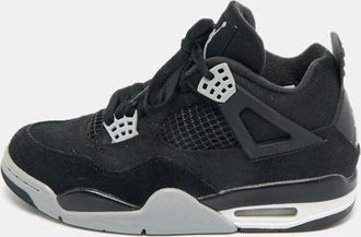 Air Jordan s Black Denim And Rubber Jordan 4 High Top Sneakers