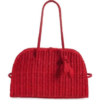 Jacquemus Le Turismo Raffia Bowling Bag in Red 470 at Nordstrom