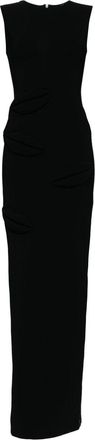 A.W.A.K.E. lip appliqu&eacute; maxi dress - women - Polyurethane/Polyester - 34 - Black