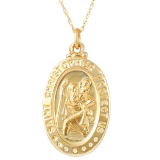 Pompeii3 14k Yellow Gold St. Christopher Medal Pendant 1 Tall 2.5 Grams