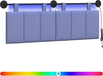 vidaXL Cabecero Colgante Con Luz Led Azul Jeans Tela Vidaxl