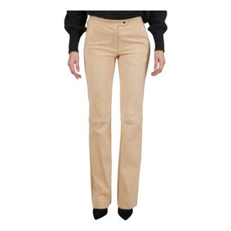 Kiton Straight Trousers, female, Beige, Size: S Pants Regular Solid 100% Handmade