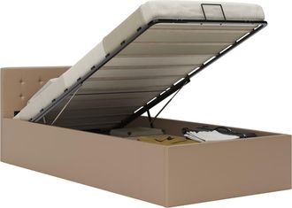 vidaXL Cama Canap&eacute; Hidr&aacute;ulica Cuero Sint&eacute;tico Capuchino 100x200 Cm Vidaxl