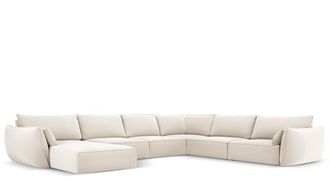 BLOOMINGLOFT Grosses 8-Sitzer Design Panoramasofa Vanda mit lange Seite rechts - Samtbezug