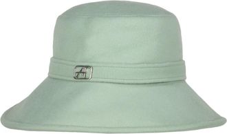 Alberta Ferretti Logodetail Wollen Hoed - Dames - Hoeden - Groen - ONE Size - Wol - Accessoires