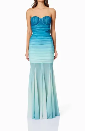 Elliatt Brielle Strapless Gown In Ombre Mint