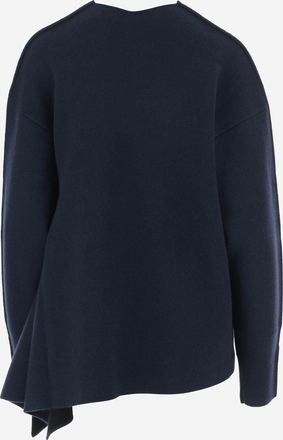 Carven Womens Cashmere Sweater Asymmetric Hem Dark Navy
