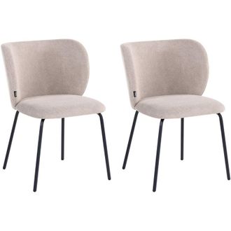 Beliani Set di 2 sedie imbottite senza braccioli Design retr&ograve; Base in metallo tortora Calera