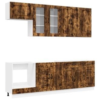 vidaXL Unidad De Cocina Kalmar 8 Uds. Roble Ahumado Vidaxl