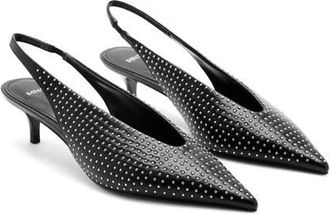 Mango Studded Pointed Toe Slingback Pump in Black at Nordstrom, Size 7.5Us