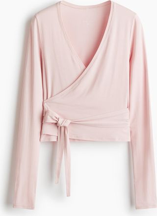 H&M Sportshirt im Wickelschnitt aus Modal - Pink