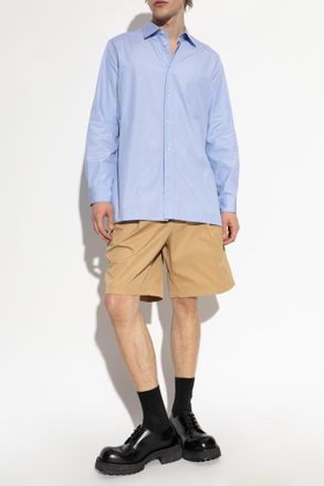 Jil Sander Cotton Shorts With Pleats, Mens, Beige