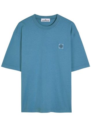 Stone Island Logo Cotton T-shirt - Blue - M