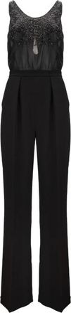 Elisabetta Franchi Lange Mouwloze Jurk - Dames - Jumpsuits - Zwart - M - Polyester - Jumpsuits & Playsuits