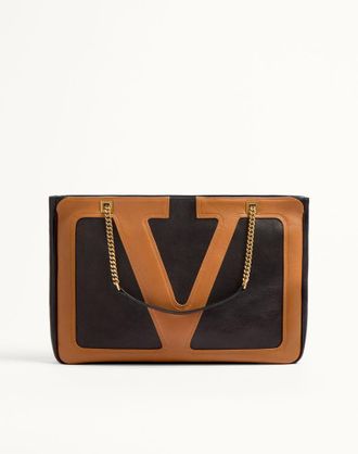 Valentino Garavani Borsa Shopping Media Valentino Garavani Viva Superstar In Nappa Donna NERO/SPEZIA UNI