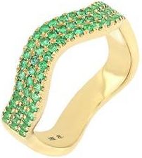 Bony Levy 18K Gold Pav&eacute; Emerald Wavy Band Ring in 18K Yellow Gold at Nordstrom Rack, Size 6.5
