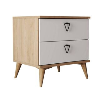 Dmora Mesita Pilar, 2 Cajones, Un Estante, Apertura Deslizante, 52x45x55h Cm Roble Marr&oacute;n