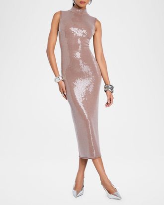 Retrofête Dove Sequined Midi Dress