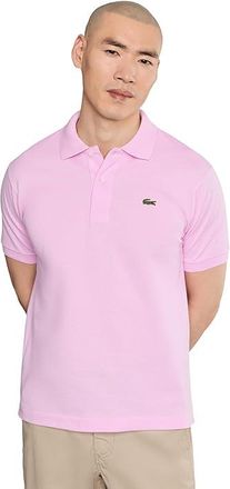 Lacoste L1212 Classic Pique Polo Shirt Mens Short Sleeve Knit Pink : 5 (LG), Cotton/Pique