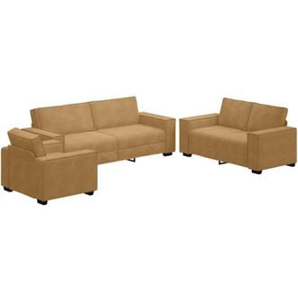 vidaXL Set di Divani 3 pz con Cuscini Marrone in Velluto vidaXL
