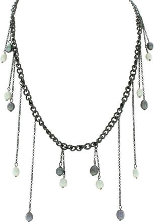 Olivia Welles Graduated Imitation Pearl Curb Chain Statement Necklace in Gunmetal /Grey /White at Nordstrom Rack