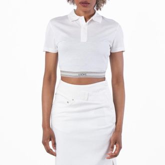 Loewe Womens Cropped Logo Jacquard Polo Shirt, Size Small
