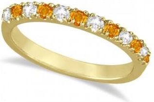 Allurez Diamond and Citrine Ring Guard Stackable Band 14k Yellow Gold (0.32ct)