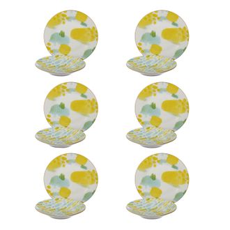 Arca Servizio 12 piatti porcellana giallo verde Mosaico