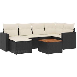 vidaXL Vidaxl - Set Divani da Giardino con Cuscini 7pz Nero Polyrattan