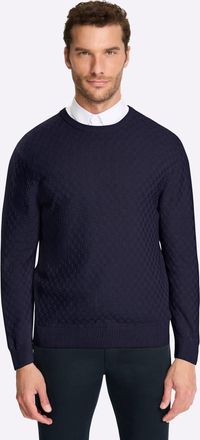 Marco Donati Rundhalspullover MARCO DONATI Pullover, Herren, Gr. 56/58, marine, 100% Baumwolle, Pullover Rundhalspullover