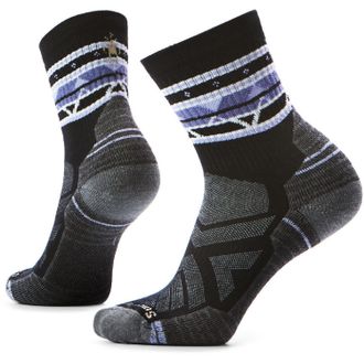 Smartwool Womens Hike Light Cushion Zig Zag Valley Mid Crew Socks Black L