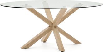 K Home Ovaler Design Esstisch Argox, Transparent/Natural, 200 x 100 cm