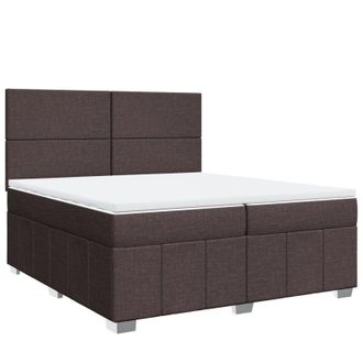vidaXL Vidaxl - Cama Box Spring Con Colch&oacute;n Tela Marr&oacute;n Oscuro 200x200 Cm