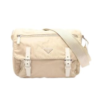 Prada Pre-owned Cross Body Bags, female, Beige, Size: ONE SIZE Pre-owned Nylon Leather Shoulder Bag