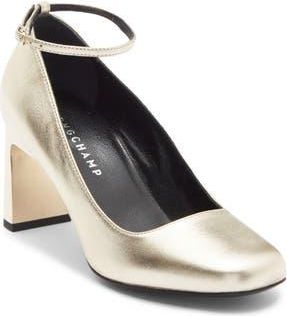 Longchamp Block Heel Pump in Pale Gold at Nordstrom Rack, Size 10Us / 41Eu