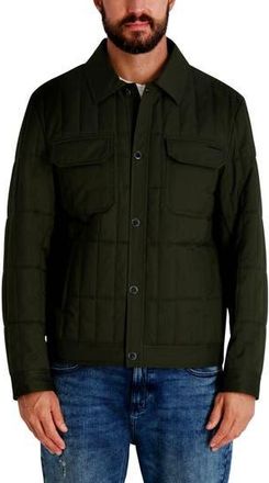 Karl Lagerfeld Quilted Herringbone Shirt Jacket in Olive at Nordstrom Rack, Size Xx-Large