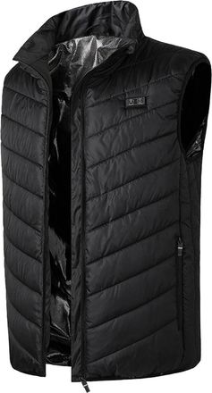 Generic Mens Heated Gilet Quilted Puffer Padded Vests with Zip Pockets Body Warmer Outerwear Gilets Softshell Compressible Sleeveless Jacket for Golf Running 